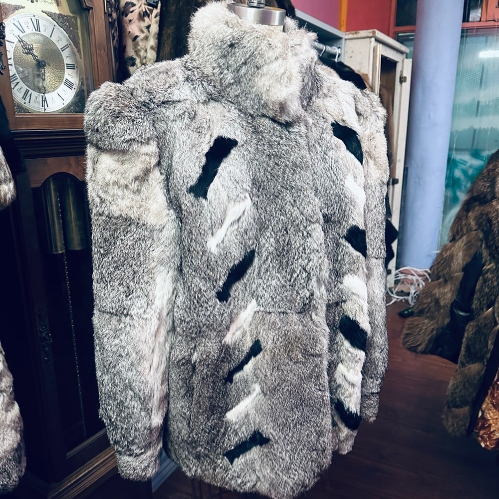 Sergio Valente Unique Pattern Vintage 80s Rabbit Fur Jacket